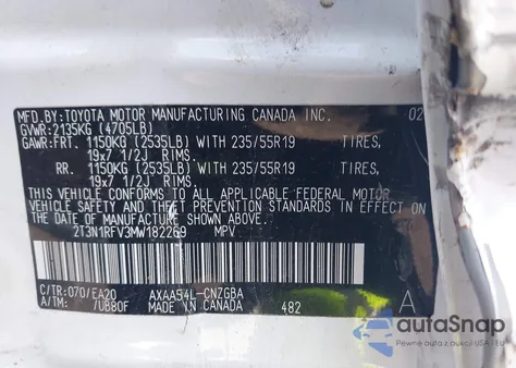 2021 Toyota Rav4 Limited из США, поврежденный, VIN 2T3N1RFV3MW182269